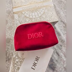 NWT Christian Dior Red Velvet Makeup Bag